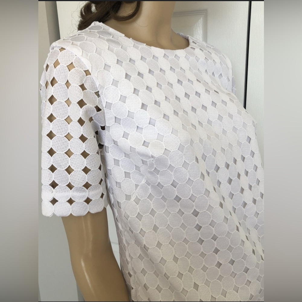 Banana Republic Off-White Geometric Blouse Sz XS
